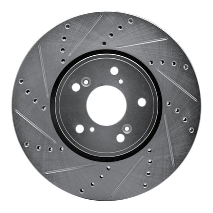 R1 Concepts R1 14-20 Acura TLX Front Left Drilled & Slotted Silver Brake Rotor