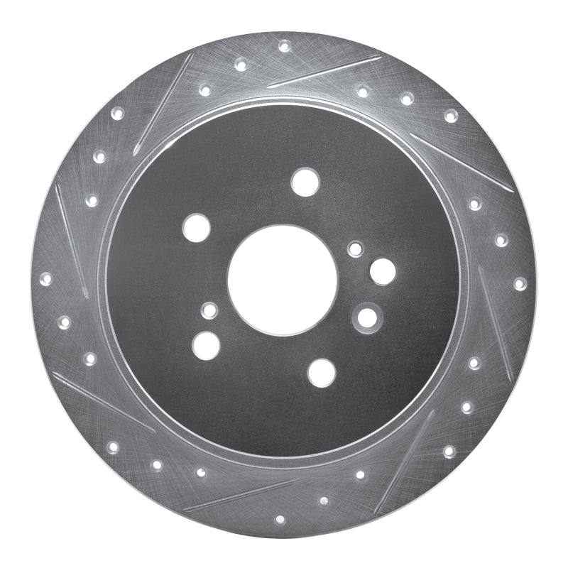 R1 Concepts R1 08-13 Toyota Highlander Rear Left Drilled & Slotted Silver Brake Rotor