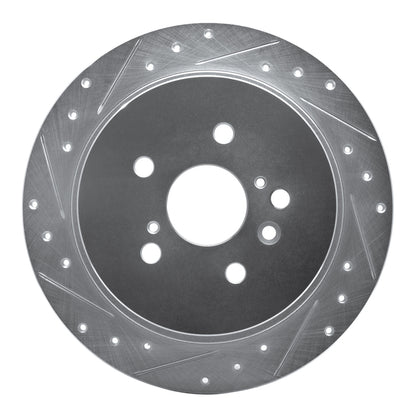R1 Concepts R1 08-13 Toyota Highlander Rear Left Drilled & Slotted Silver Brake Rotor