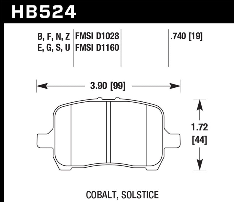 Hawk Performance Hawk 05-07 Cobalt SS / 08-09 HHR / 04+ Malibu / 07A+ G5 GT / 06+ G6 / HPS Street Front Brake Pads