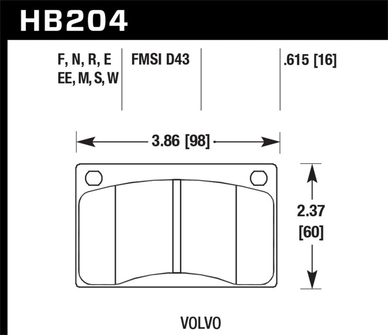 Hawk Performance Hawk 90-93 Volvo 240 2.3L Base Front ER-1 Brake Pads