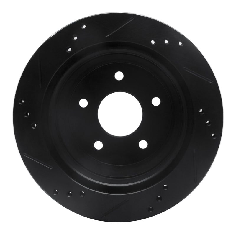R1 Concepts R1 97-05 Chevrolet S10 Rear Right Drilled & Slotted Black Brake Rotor