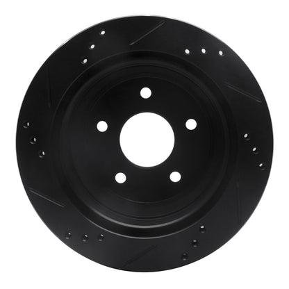 R1 Concepts R1 97-05 Chevrolet S10 Rear Right Drilled & Slotted Black Brake Rotor