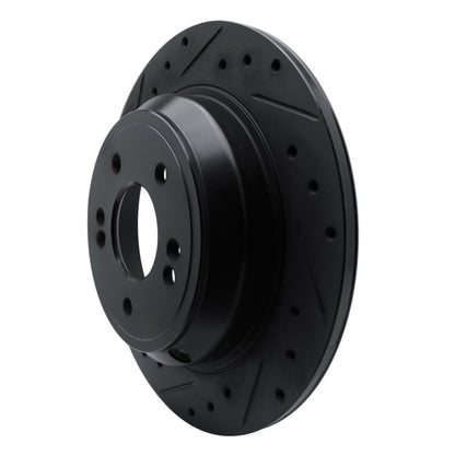 R1 Concepts R1 09-20 Genesis G80 Rear Left Drilled & Slotted Black Brake Rotor