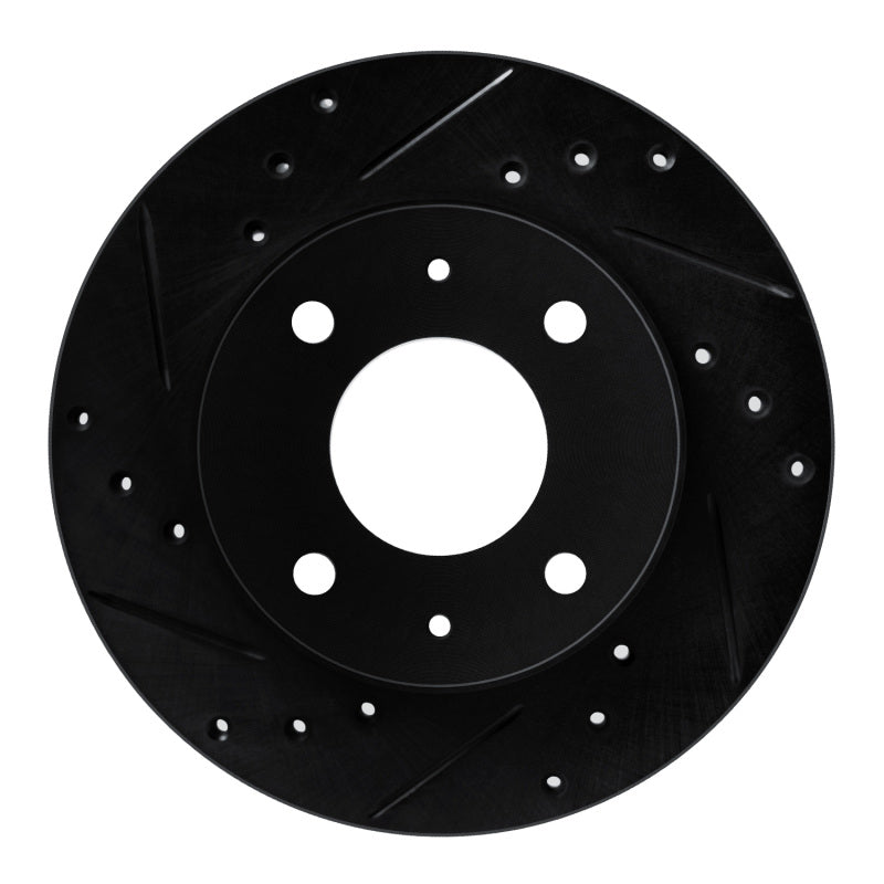 R1 Concepts R1 89-98 Hyundai Sonata Front Left Drilled & Slotted Black Brake Rotor