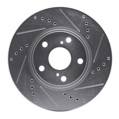 R1 Concepts R1 99-07 Lexus ES300 Front Right Drilled & Slotted Silver Brake Rotor