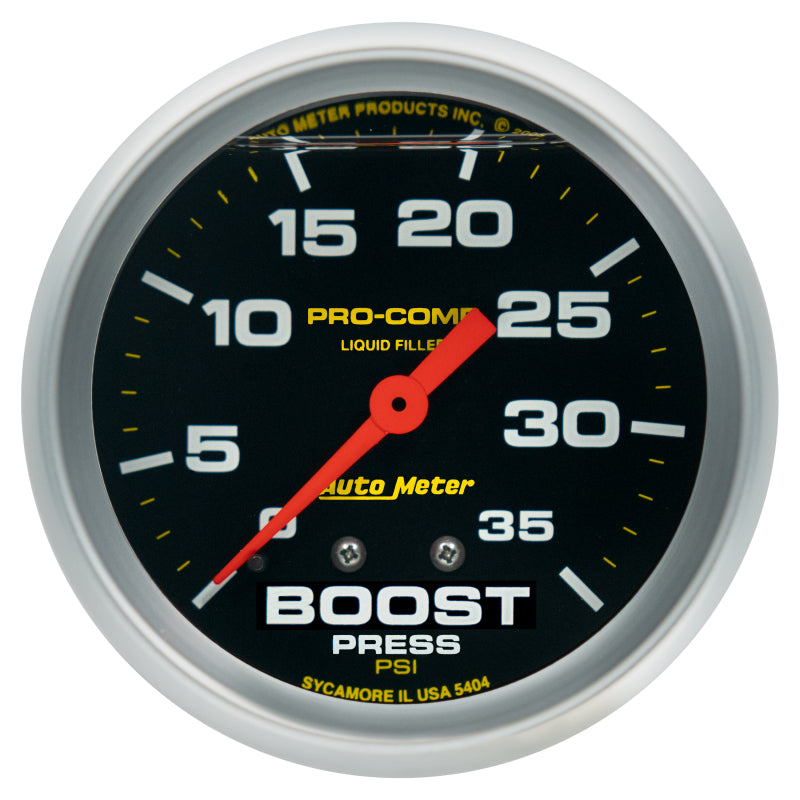 Autometer Pro-Comp 2 5/8in 0-35 PSI Liquid Filled Mech Boost Pressure Gauge