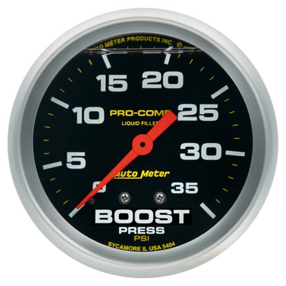 Autometer Pro-Comp 2 5/8in 0-35 PSI Liquid Filled Mech Boost Pressure Gauge