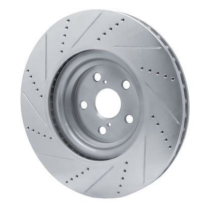 R1 Concepts R1 10-17 Lexus LS460 Left Front Drilled & Slotted Silver Brake Rotor