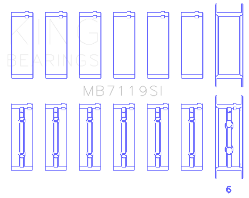 King Engine Bearings Cummins 6Bt/6Bta/6Btaa (Size +0.75mm) Main Bearing Set