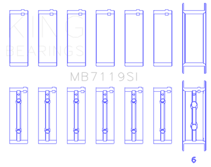 King Engine Bearings Cummins 6Bt/6Bta/6Btaa (Size +0.75mm) Main Bearing Set
