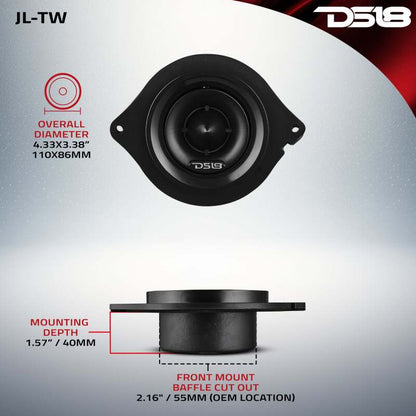 DS18 2.7in OEM Replacement Dash Tweeter Neodymium 100 Watts RMS 1in Kapton Vc 4 ohm 2018 And Up