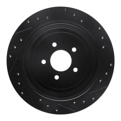 R1 Concepts R1 03-11 Lincoln Town Car Rear Left Drilled & Slotted Black Brake Rotor