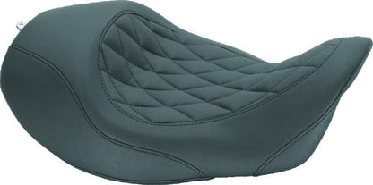 Mustang Motorcycle Mustang 06-17 Harley Dyna Wide Tripper Forward Solo Seat Diamond Stitch - Black