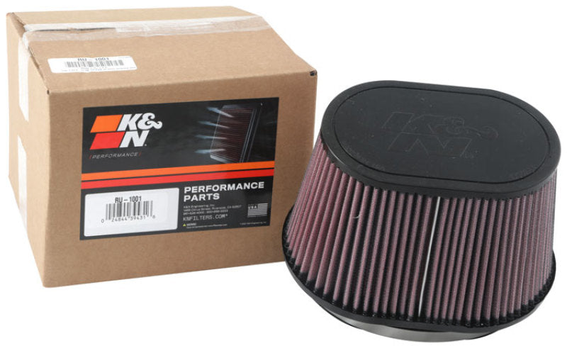 K&N Engineering K&N Universal Rubber Filter 6.25in x 4in Oval FLG / 7.375in x 5.5in Base / 6.25in x 4in Top / 5in H
