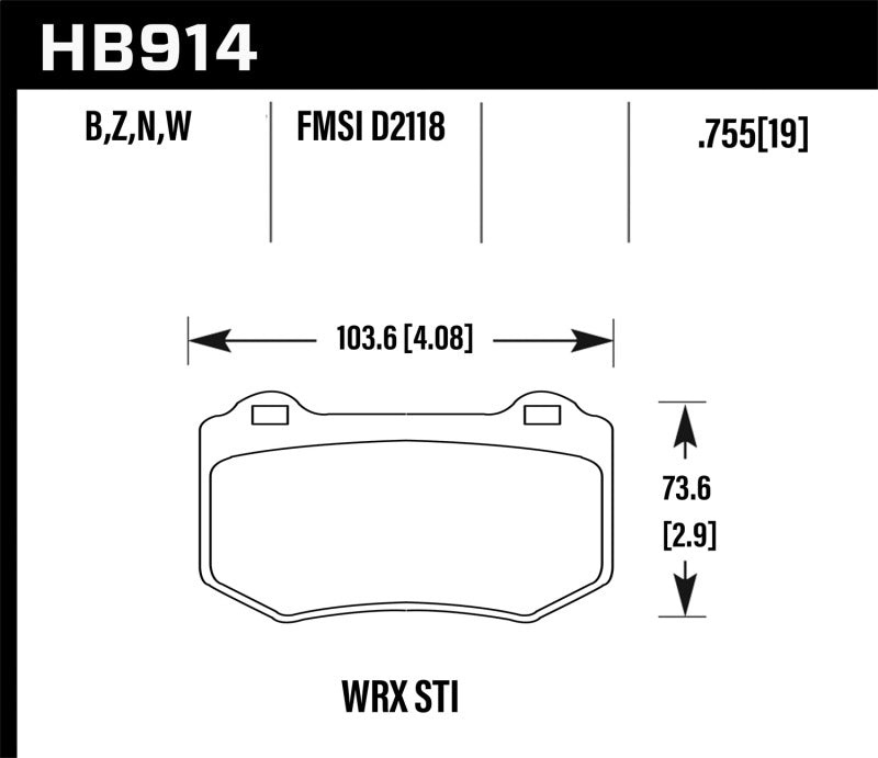 Hawk Performance Hawk 2018 Subaru WRX STI HPS 5.0 Rear Brake Pads