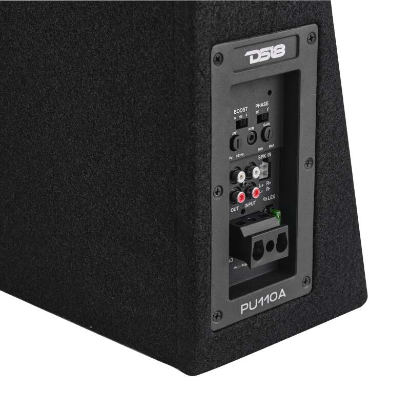 DS18 Single 10in Shallow Enclosure w/ Subwoofer 350 Watts RMS Sealed Black Carpet Amplified