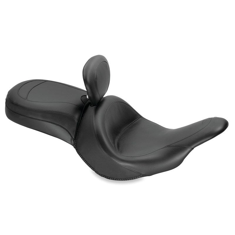 Mustang Motorcycle Mustang 11-19 Kawasaki Vulcan 1700, Vaquero Std Touring 1PC Seat w/Driver Backrest - Black