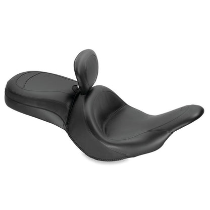 Mustang Motorcycle Mustang 11-19 Kawasaki Vulcan 1700, Vaquero Std Touring 1PC Seat w/Driver Backrest - Black