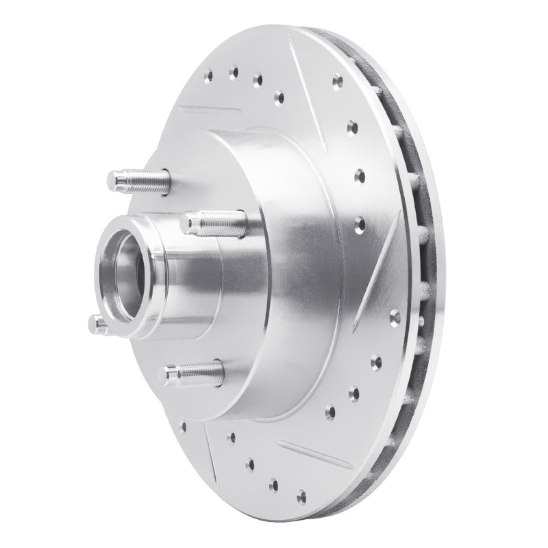 R1 Concepts R1 78-93 Ford Granada Front Right Drilled & Slotted Silver Brake Rotor