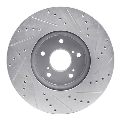 R1 Concepts R1 2013-2025 Acura ADX Front Left Drilled & Slotted Silver Brake Rotor