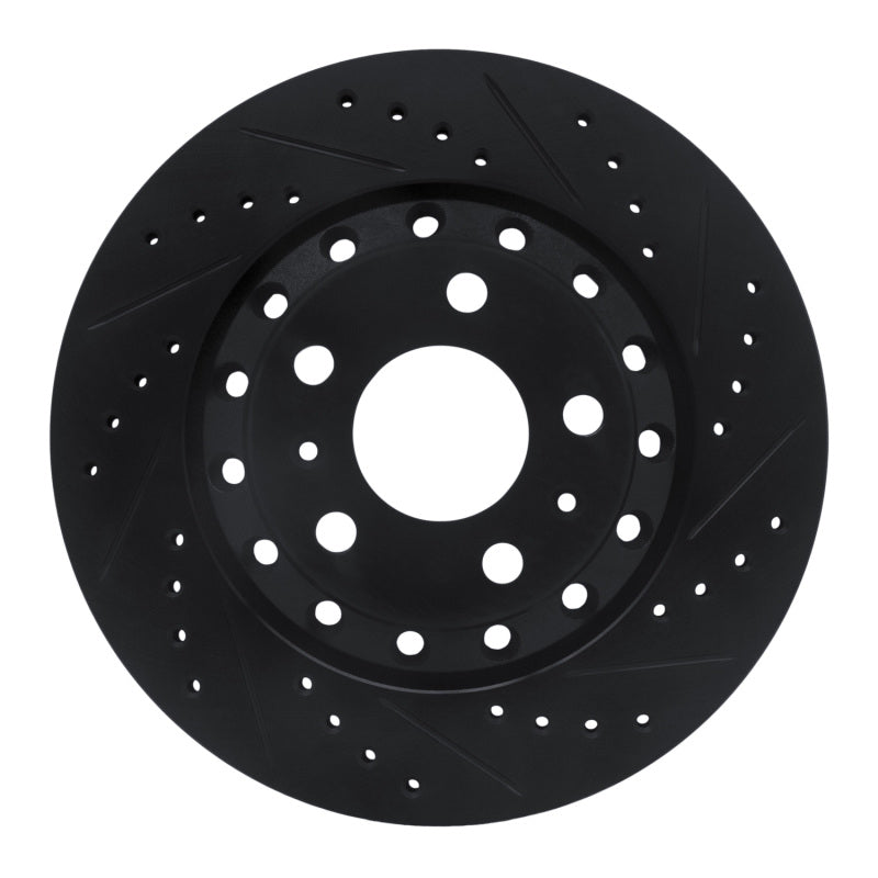R1 Concepts R1 04-10 Audi A8 Rear Right Drilled & Slotted Black Brake Rotor