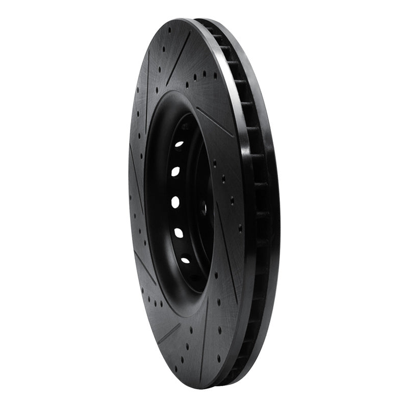 R1 Concepts R1 14-23 Dodge Charger Front Right Drilled & Slotted Black Brake Rotor