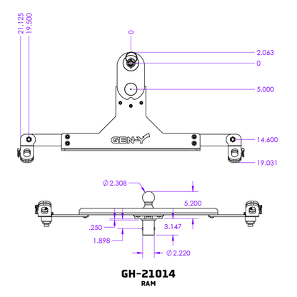 GEN-Y Hitch Gen-Y Dodge/RAM GoosePuck II 5in Offset Ball Puck Mount & 25K Towing w/Safety Chain Anchors