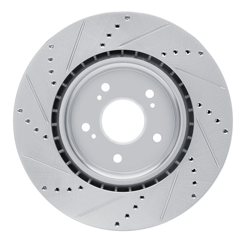 R1 Concepts R1 2019-2025 Acura RDX Front Right Drilled & Slotted Silver Brake Rotor