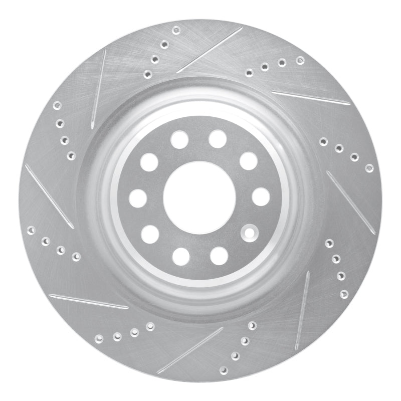 R1 Concepts R1 12-21 Tesla Model S Rear Left Drilled & Slotted Silver Brake Rotor
