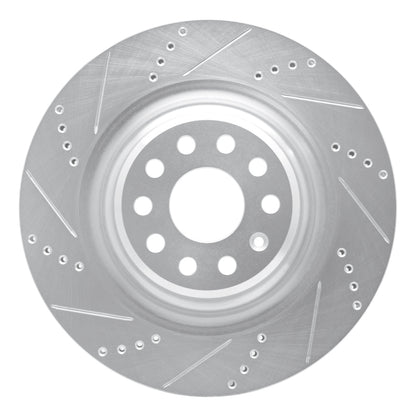 R1 Concepts R1 12-21 Tesla Model S Rear Left Drilled & Slotted Silver Brake Rotor