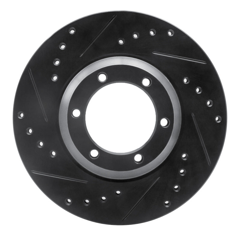 R1 Concepts R1 84-87 Isuzu Pickup Front Left Drilled & Slotted Black Brake Rotor