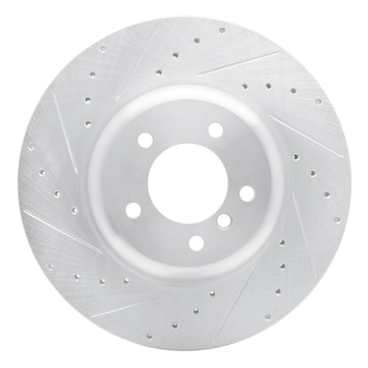 R1 Concepts R1 04-10 BMW 650I Convertible Front Left Drilled & Slotted Silver Brake Rotor