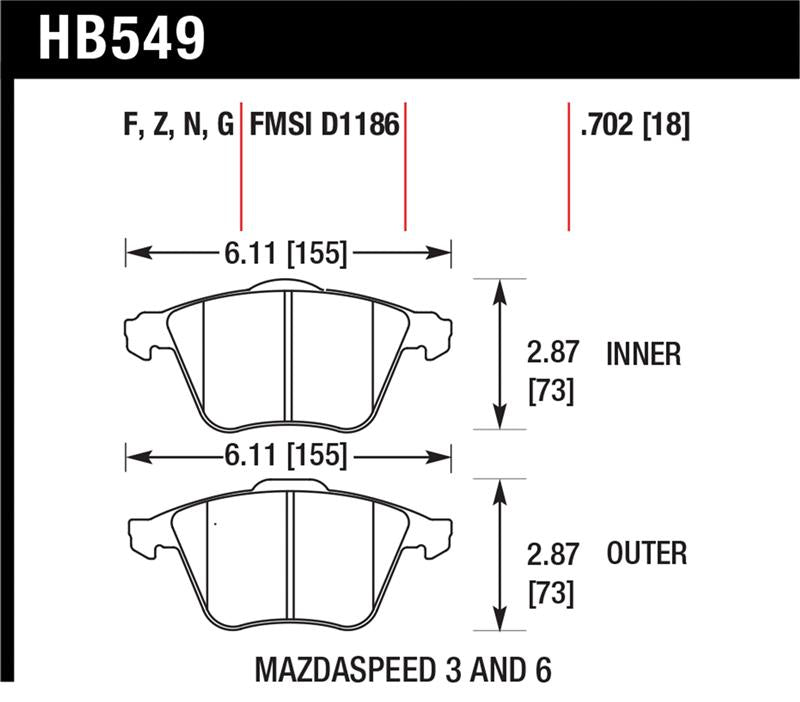 Hawk Performance Hawk 07-08 Mazdaspeed3/06-07 Mazdaspeed6 HP+ Street Front Brake Pads