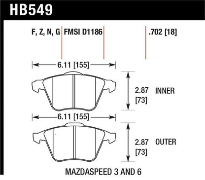 Hawk Performance Hawk 07-08 Mazdaspeed3/06-07 Mazdaspeed6 HP+ Street Front Brake Pads