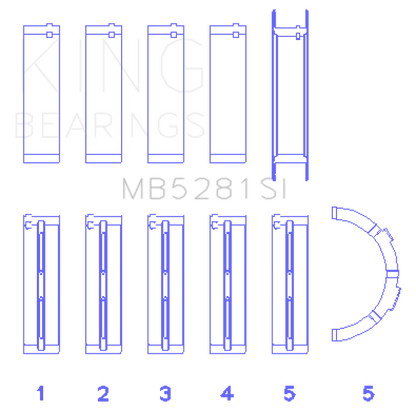 King Engine Bearings Ford 281CI 4.6L V8 (Size +1.0) Main Bearing Set