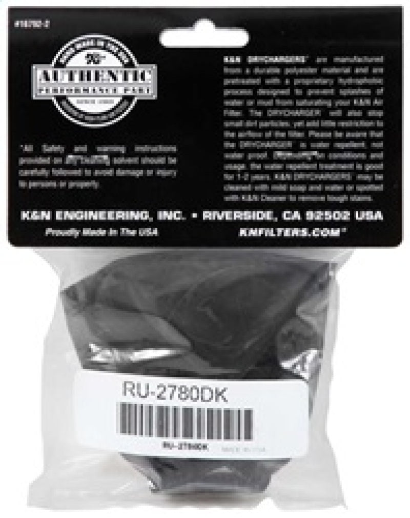 K&N Engineering K&N Air Filter Wrap Black Oval Tapered 3.75in Base I/S Width x 2.5in Top I/S Width x 2.75in H