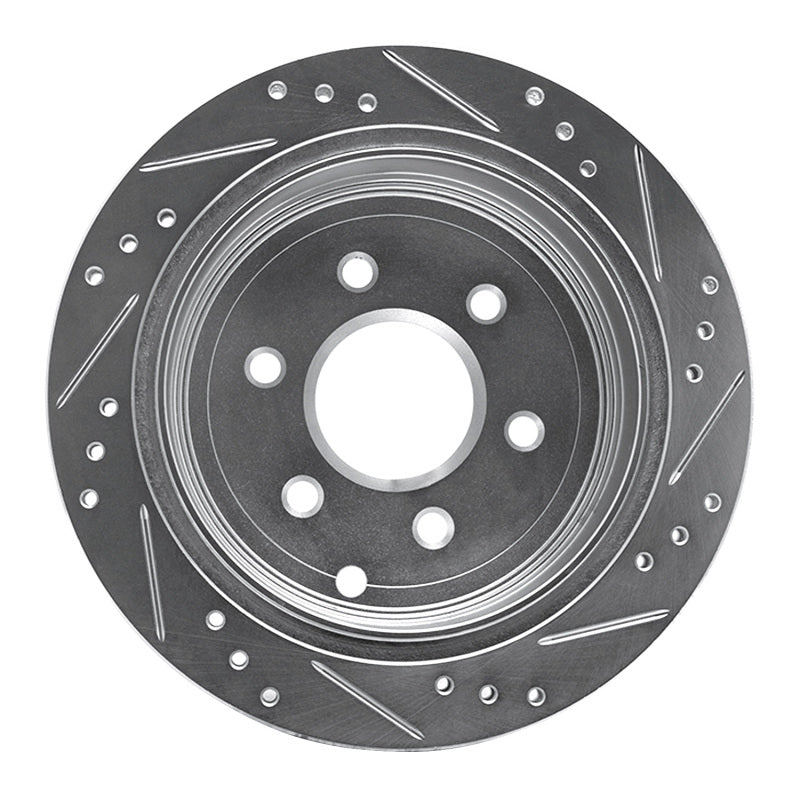 R1 Concepts R1 05-25 Nissan Frontier Rear Left Drilled & Slotted Silver Brake Rotor