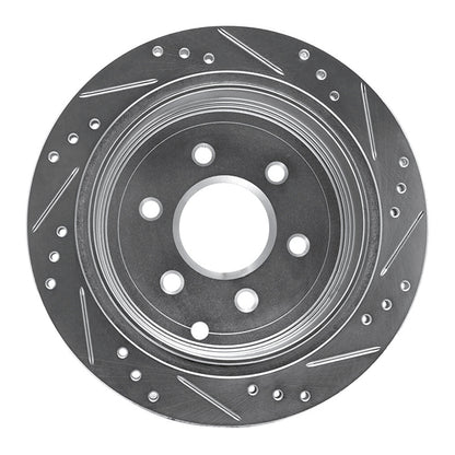 R1 Concepts R1 05-25 Nissan Frontier Rear Left Drilled & Slotted Silver Brake Rotor