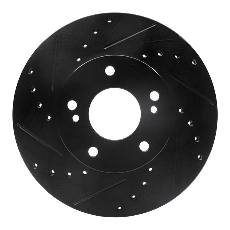R1 Concepts R1 89-99 Infiniti I30 Front Left Drilled & Slotted Black Brake Rotor