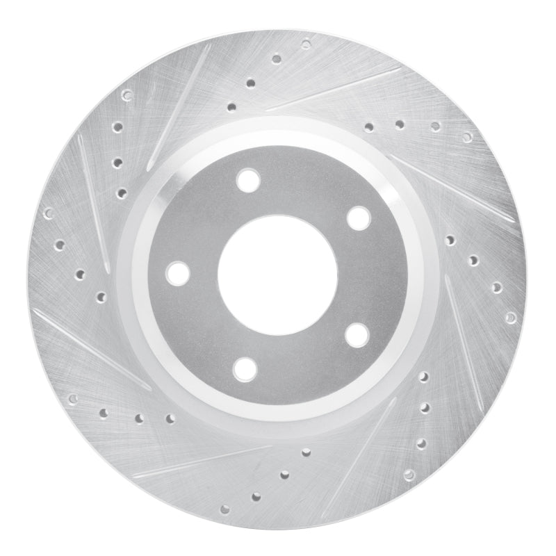 R1 Concepts R1 05-06 Pontiac GTO Front Left Drilled & Slotted Silver Brake Rotor