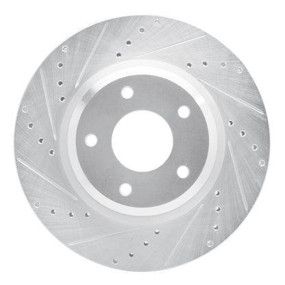 R1 Concepts R1 05-06 Pontiac GTO Front Left Drilled & Slotted Silver Brake Rotor