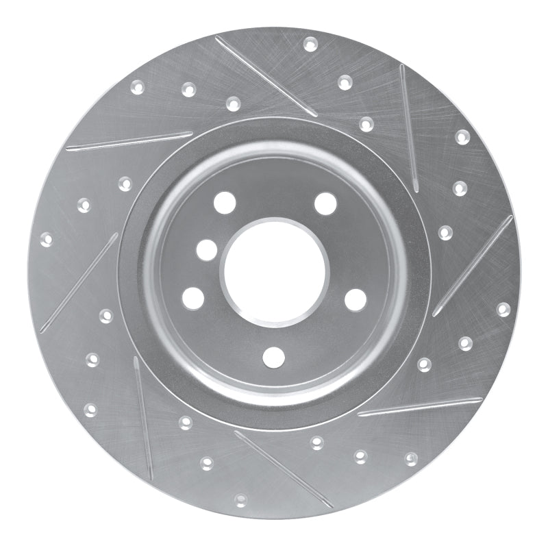 R1 Concepts R1 17-19 Jaguar XE Rear Left Drilled & Slotted Silver Brake Rotor