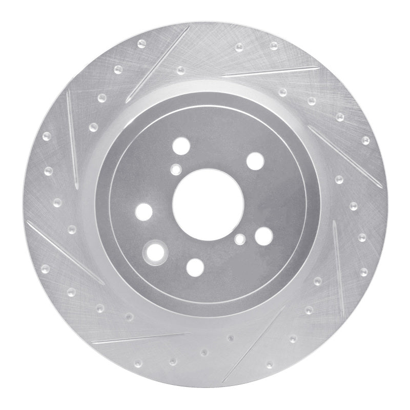 R1 Concepts R1 15-22 Lexus RC F Left Rear Drilled & Slotted Silver Brake Rotor