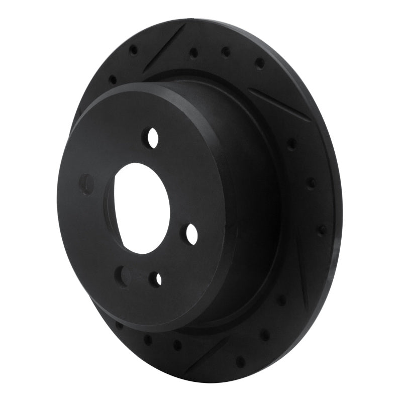 R1 Concepts R1 84-91 BMW 325IS Rear Left Drilled & Slotted Black Brake Rotor