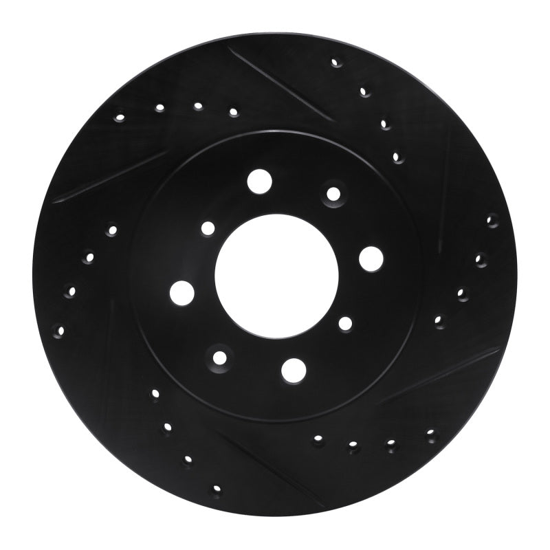 R1 Concepts R1 88-91 Honda Accord Sedan Front Right Drilled & Slotted Black Brake Rotor