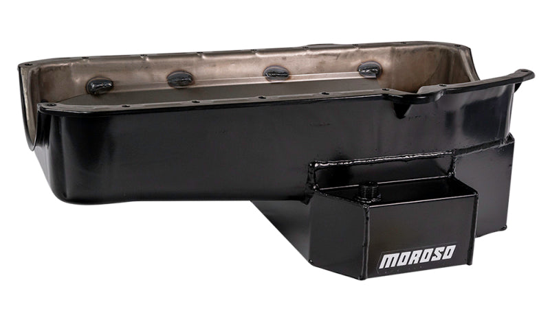 Moroso Pre-80 Chevrolet Small Block (w/2 Pc Seal) Road Race Wet Sump 7qt 7.5in Steel Oil Pan - Black