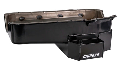 Moroso Pre-80 Chevrolet Small Block (w/2 Pc Seal) Road Race Wet Sump 7qt 7.5in Steel Oil Pan - Black