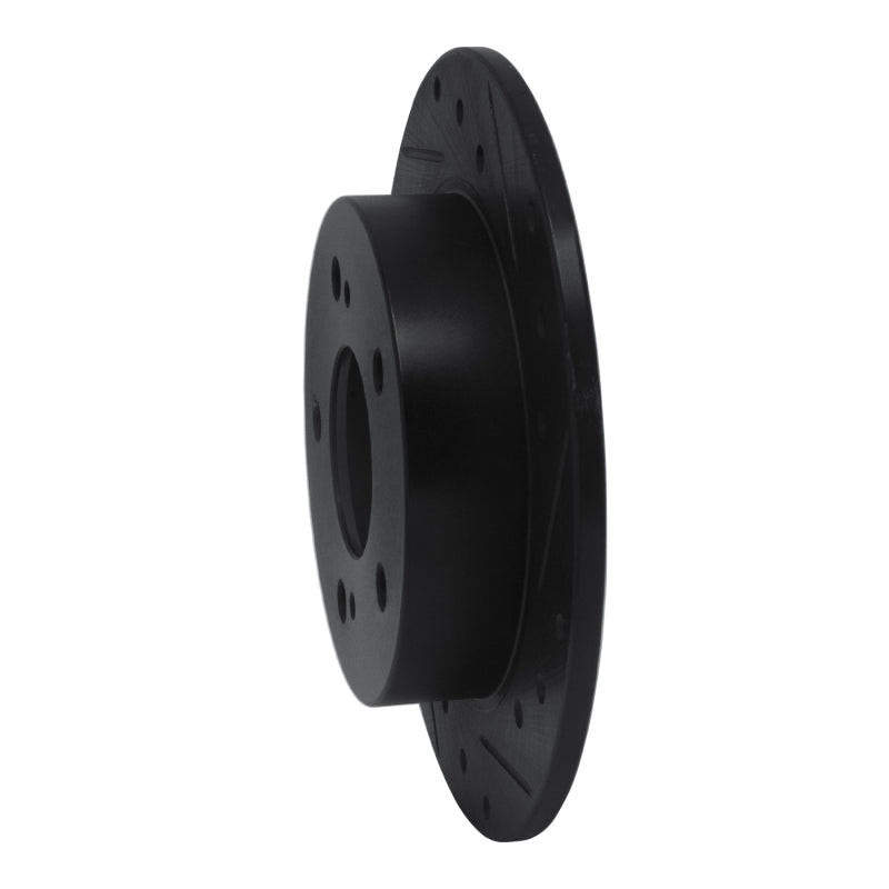 R1 Concepts R1 94-98 Nissan 240SX Rear Right Drilled & Slotted Black Brake Rotor