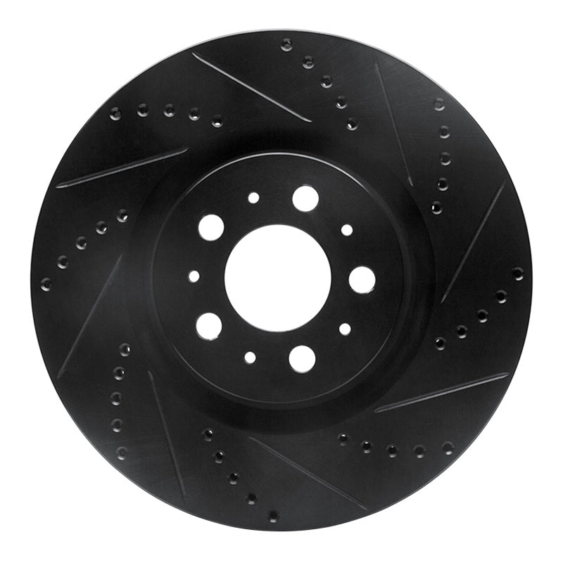 R1 Concepts R1 04-07 Volvo V70 Front Right Drilled & Slotted Black Brake Rotor